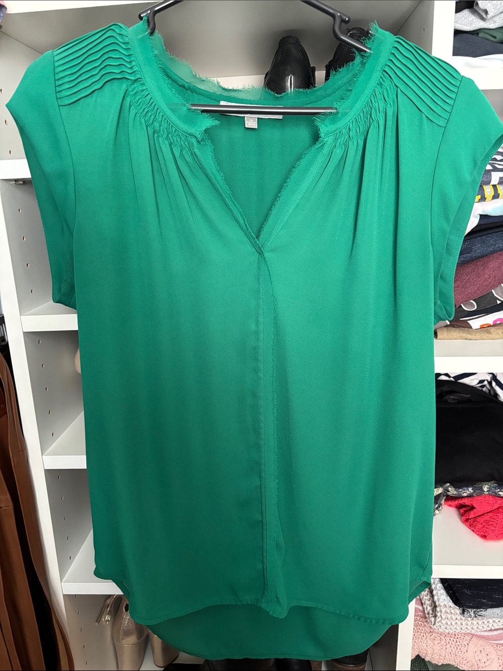 STITCH FIX Daniel Rainn Women’s Emerald Green Cap-Sleeve Blouse